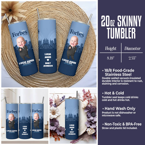Personalized Baby Tumbler – Vogue, Elle & Forbes Parody | Custom Photo, Name & Funny Title